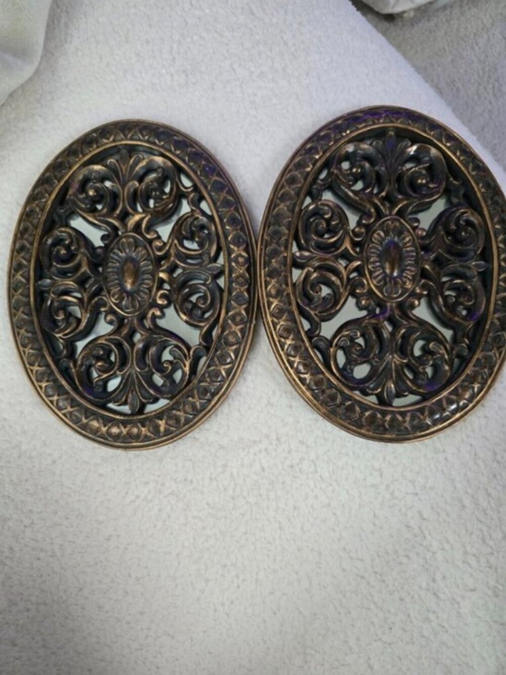 Set of 3 vintage resin wall decor mirrors in bronze